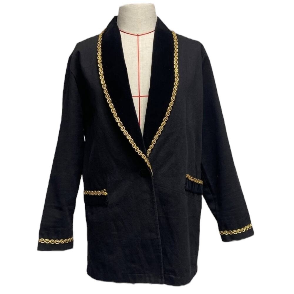 Vintage 90s Contempo Casuals Gold Trim Blazer Oversized Small